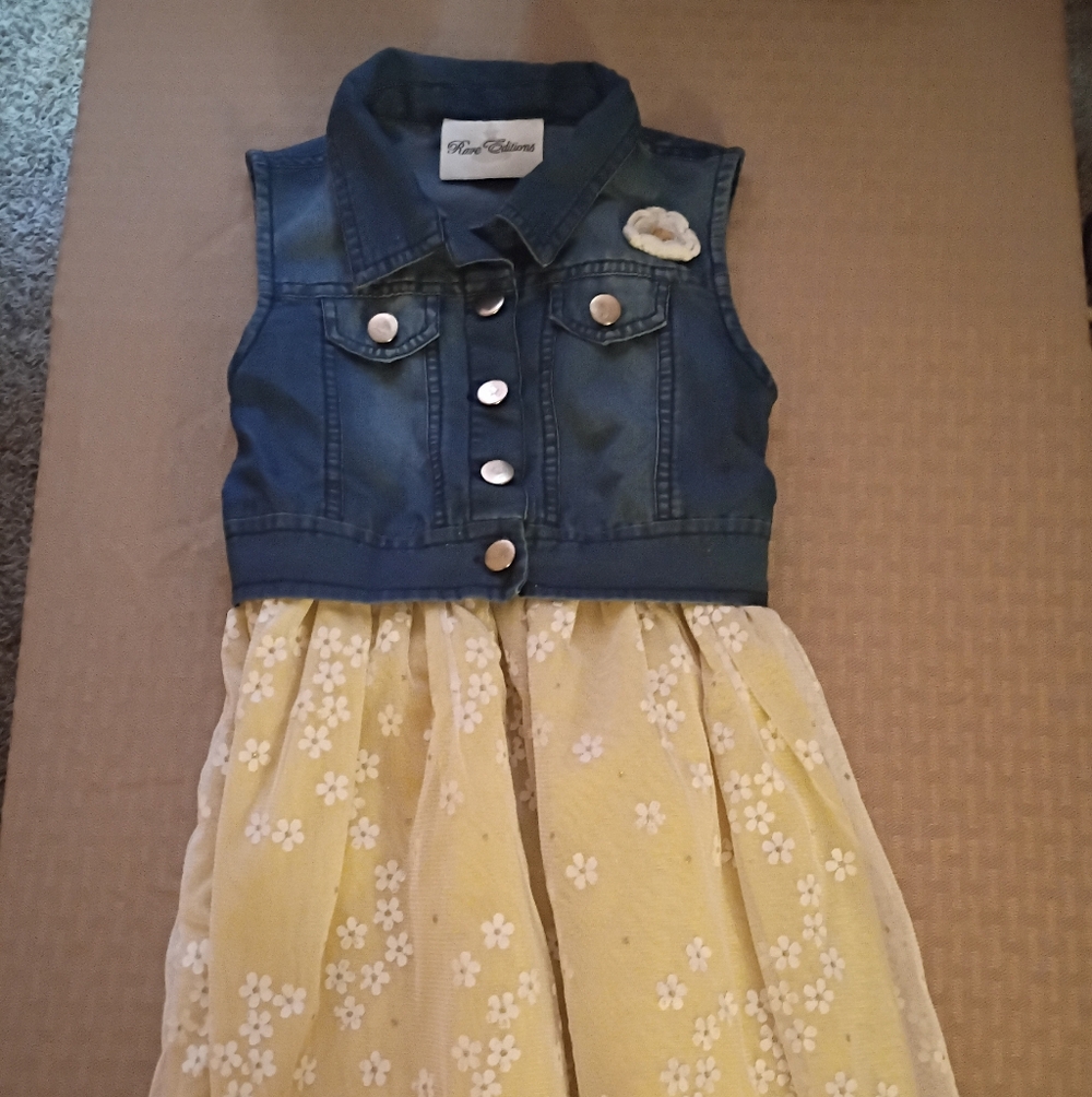Rare Editions Blue and Yellow Casual Kids Dress